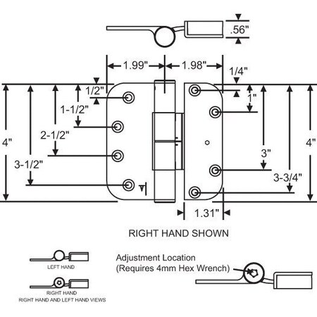 Strybuc HINGE ADJUSTABLE SET RH 857-10421